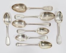 Quantity of various silver table flatware to include pair fiddle pattern tablespoons, London 1853,