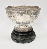 Victorian silver pedestal bowl by Atkin Brothers, Sheffield 1890, of circular form with shell capped