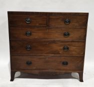 George III mahogany chest, the caddy top with boxwood inlaid edge, over two short and three long