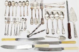 Collection of silver-plate and flatware, including: an early 20th century boxed set of six