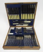 Early 20th century Walker & Hall silver-plated canteen, with eight settings and with ivorine