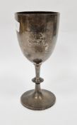 Silver goblet, London 1918, with bead borders and presentation inscription dated 1924, 18cm high,