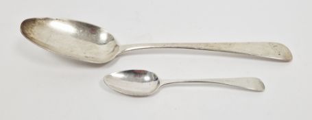 Georgian silver tablespoon and a teaspoon, the first London, 1815, maker's mark for William Bateman,