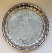 George II silver salver by Paul de Lamerie, London 1741, of circular form with upturned fluted
