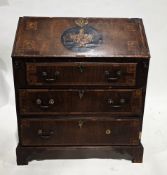George III mahogany veneered, crossbanded and marquetry inlaid bureau, the fall-front with urn