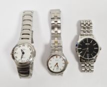 Gent's Hugo Boss watch with black face and calendar aperture, gent's Pulsar watch and another