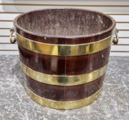 LOT WITHDRAWN 19th century oak and brass bound bucket or pail, of cylindrical form and coopered