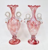 LOT WITHDRAWN A matched pair of Venetian Murano Salviati-style swan handled vases, circa 1880,