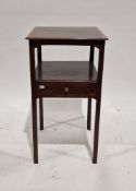 Mahogany inlaid washstand in the George III-style, the undershelf with single drawer, on square