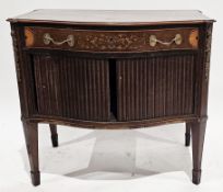 19th century Dutch mahogany and marquetry inlaid commode/side cabinet of serpentine outline, the top