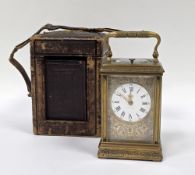 19th century French gilt brass striking carriage clock, the movement backplate stamped with the