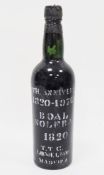 Bottle of Madeira from the 1820-1970 commemorative edition of Boal Solera, labelled 1820, reverse