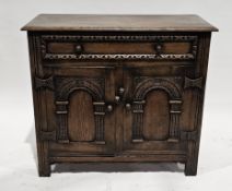 Titchmarsh & Goodwin oak dresser base/sideboard comprising a single long drawer with carved