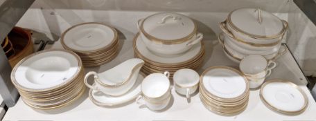 Coalport bone china Golden Melody pattern part dinner service, printed gilt marks, various impressed