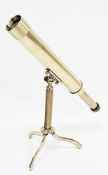 Japanese table-top telescope in the Victorian style, having a gilt brass finish, on a reeded