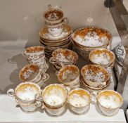 English porcelain part tea service, 1835, gilt pattern numbers 2/599, gilt with rocaille foliate