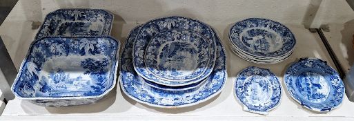 Composite collection of Staffordshire pearlware, transfer-printed with the Metropolitan Series