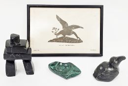 Two Inuit carvings including a Inukshuk from Cape Dorset Baffin Islands, signed Ohito Ashooho,