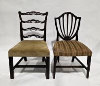 Chippendale-style mahogany dining chair with pierced ladderback, stuffover seat and square legs