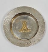Britannia standard silver dish by Grant MacDonald Silversmiths, London 1977, of circular form, the