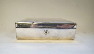 Silver cigar box by Goldsmith & Silversmith Company, London 1932, of rectangular form engraved
