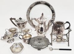 Quantity of Victorian and later silver plate including a Victorian kettle burner stand modelled as