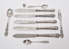 Victorian silver child's spoon and fork by Levi & Salaman, Birmingham 1899/1900, the finials