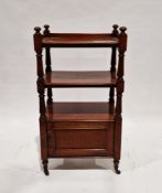 19th century mahogany whatnot of rectangular form comprising two shelves over a cupboard below