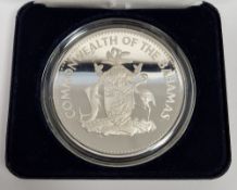 Commonwealth of the Bahamas 1985 25 dollar proof silver coin in case with certificate