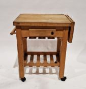 Servus beechwood kitchen trolley with a butchers block top, knife holder and towel rail, single
