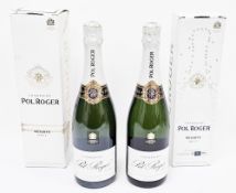 Two bottles of Pol Roger champagne, in presentation boxes (2)  Provenance:  Hicks Beach Estate.  The