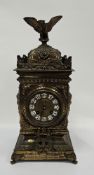 19th century gilt bronze Japy Freres mantel clock in the Louis XVI style, of square form, the