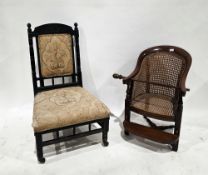 Victorian mahogany child's highchair seat with hooped back and bergere back panel and seat, 60cm