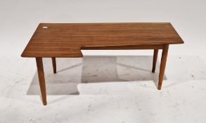 Mid-century Vanson teak coffee table, the shaped top on turned tapering legs, 35cm high x 84.5cm