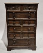 Early 20th century Maple & Co oak chest of six long drawers in the Jacobean manner, the top drawer