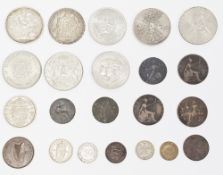 Victoria silver 1890 crown, French silver Third Republic 5 francs coin dated 1875 together with a