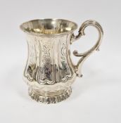 Victorian silver mug by Henry Wilkinson & Co, Sheffield 1850 of baluster form with engraved floral