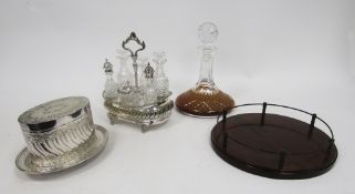 Victorian silver plated biscuit barrel of oval form with floral and stiffleaf decoration with