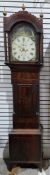 Victorian mahogany longcase clock with broken-arch painted dial, inscribed ‘Foster, Tiverton’,