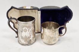 Victorian silver mug by Mappin Brothers, Sheffield 1887, of tapering circular form with engraved