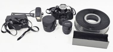 Collection of cameras and equipment including Asahi Pentax S1a camera, Agfamatic 200 sensor