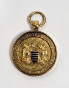 9ct gold and enamel sporting medallion by Thomas Fattorini, Hockley Street, Birmingham, 7g approx