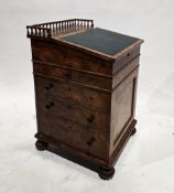 William IV burr walnut davenport by Gillows of Lancaster, the sliding top with baluster galleried