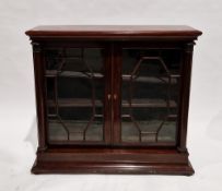 Late Victorian mahogany dwarf library bookcase, the twin astragal-glazed doors opening to two