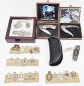 Mixed lot of medals, military items and replica knives including a WWI 1914-15 Star, two WWII