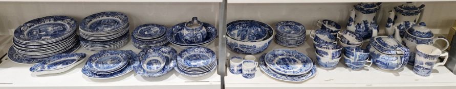 Collection of composite Spode pottery blue and white transfer-printed Italian pattern dinnerwares,