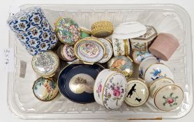 Collection of Halcyon Days and other enamel snuff-boxes, some inscribed, including: Happy