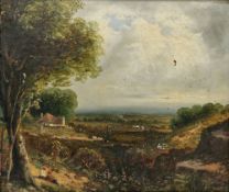 19th century school in the manner of Joseph Wrightson McIntyre Oil on canvas 'Derby Moor', rural