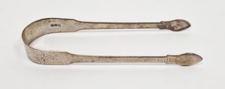 Pair of George III silver sugar tongs by Peter & William Bateman, London 1807, with bright cut