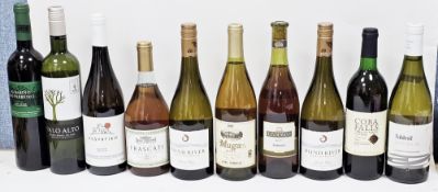 Ten bottles of various wines to include Chilean Sauvignon Blanc, Lindemans Bin 77 Semillon, Blind